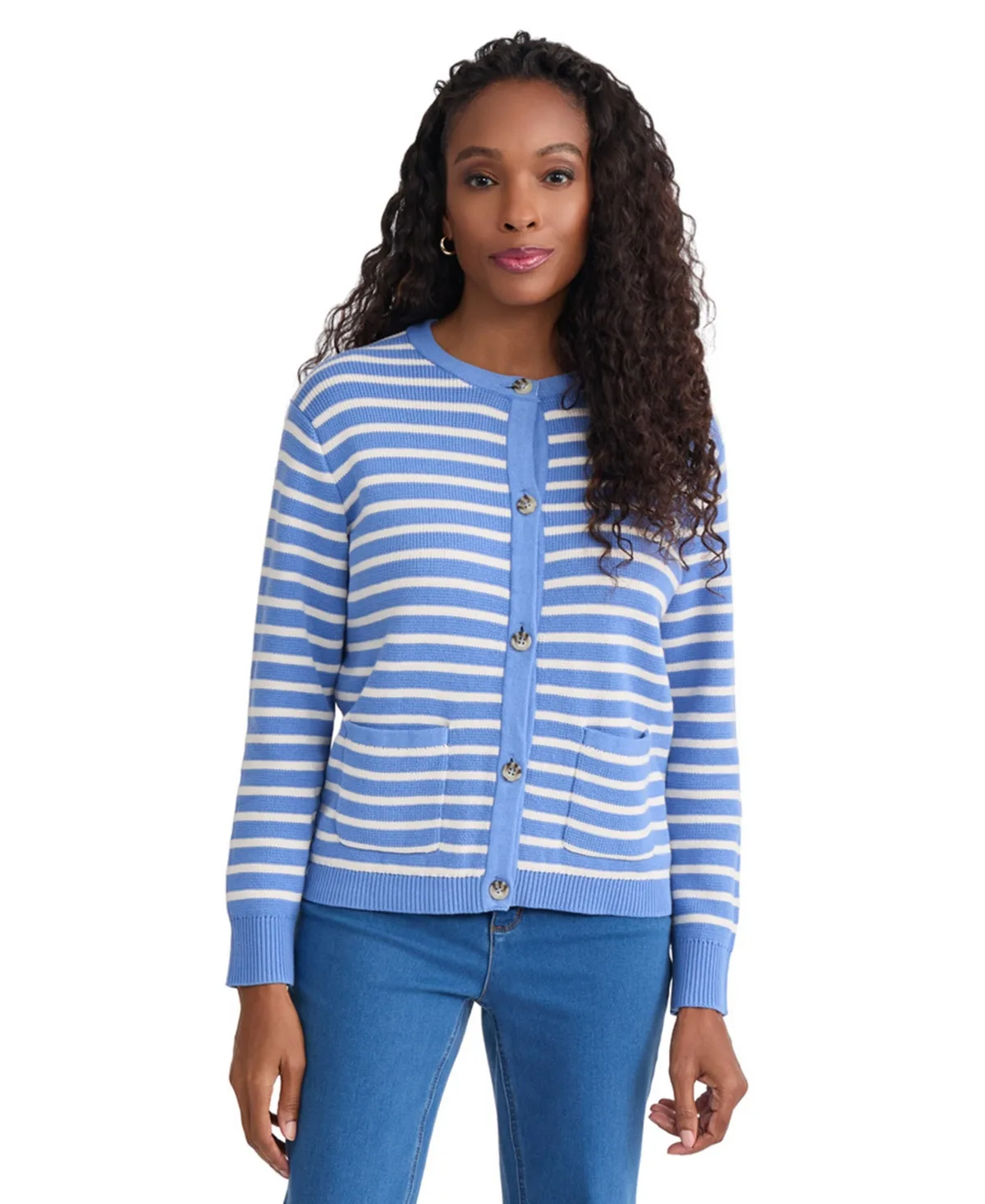 Striped Long-Sleeve Cardigan by Jones New York