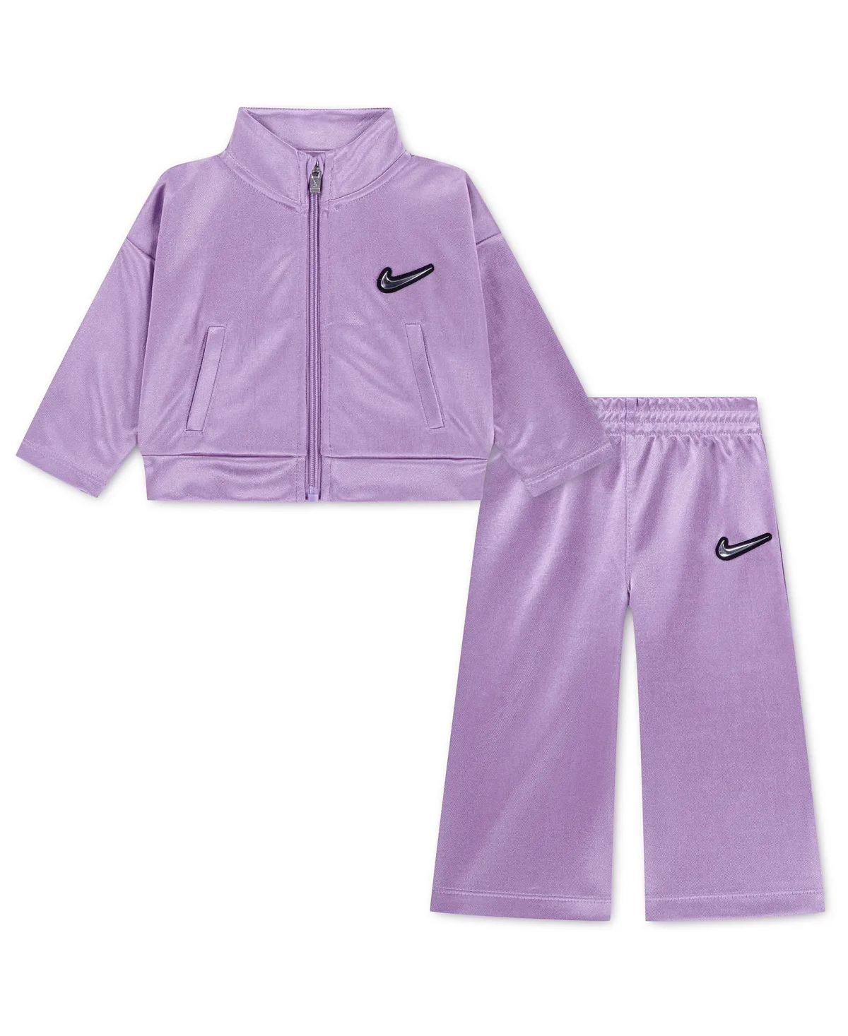Swoosh Sparkle Long-Sleeve Zip-Closure Elastic-Waist Track Jacket and Pants, 2-Piece Set by Nike