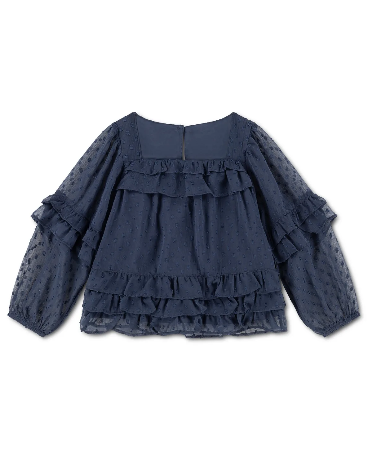 Square-Neck Long Puff-Sleeve Ruffle-Trimmed Top by Abercrombie Kids