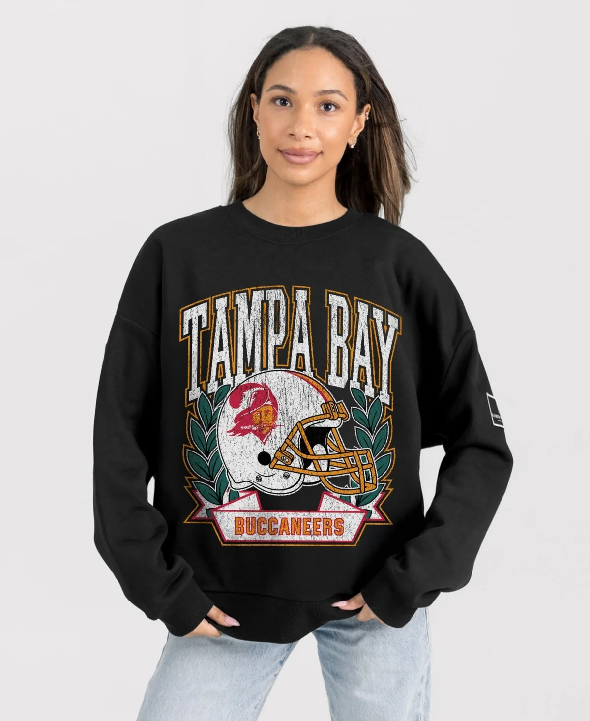 Tampa Bay Buccaneers Oversized Victory Lane Black Label Premium Fleece Sweatshirt by Gameday Couture