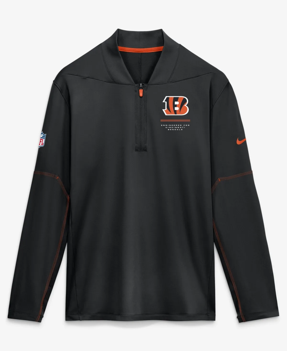 Cincinnati Bengals Sideline Logo Glory Midweight Dri-Fit Half-Zip Pullover by Nike