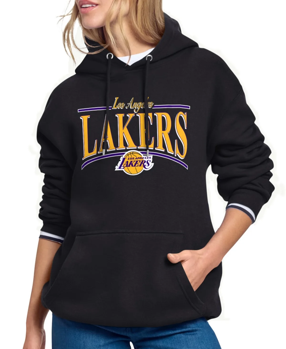 Los Angeles Lakers Arch Stripe Fleece Hoodie by Starter