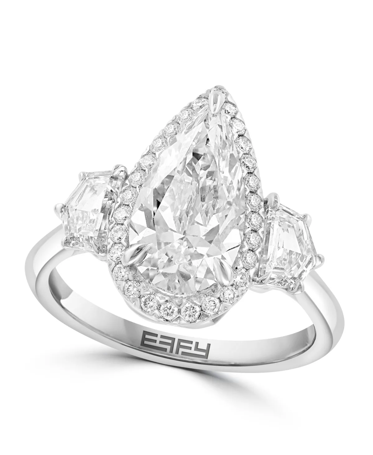 Pear Halo Lab Grown Diamond Ring (3-1/2 ct. t.w.) in 14K White Gold