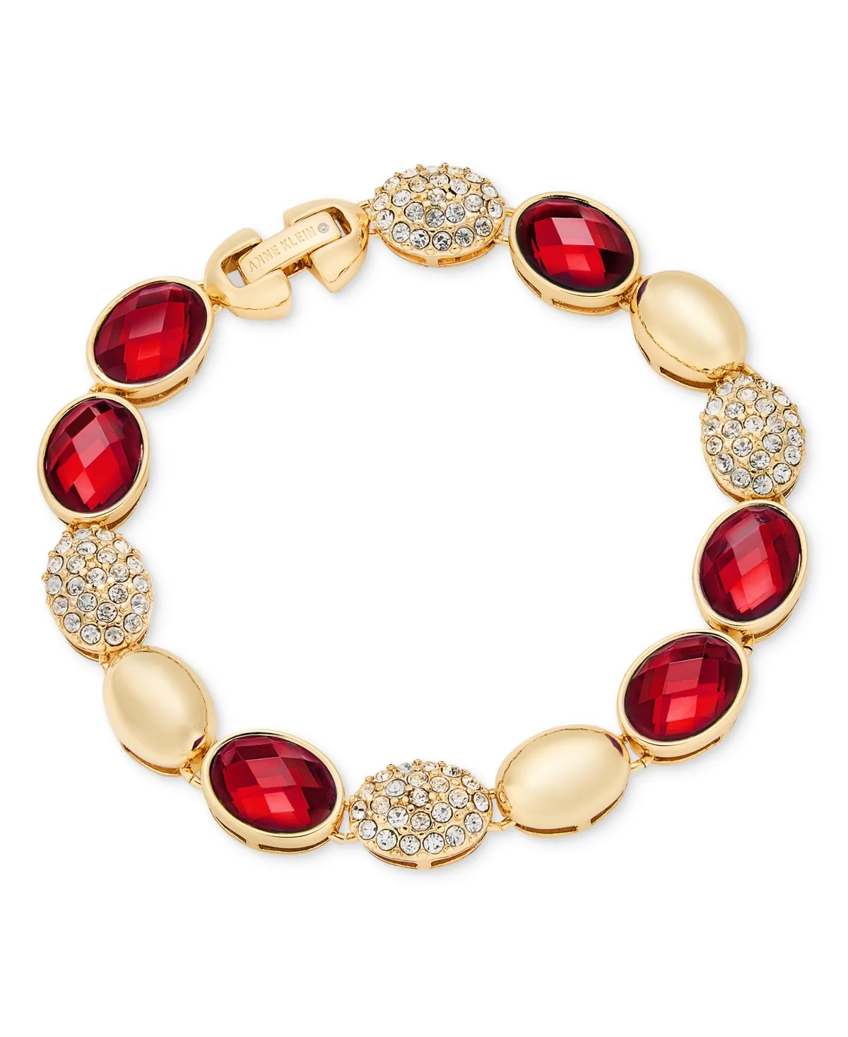 Gold-Tone Crystal Domed Metal & Stone Line Bracelet