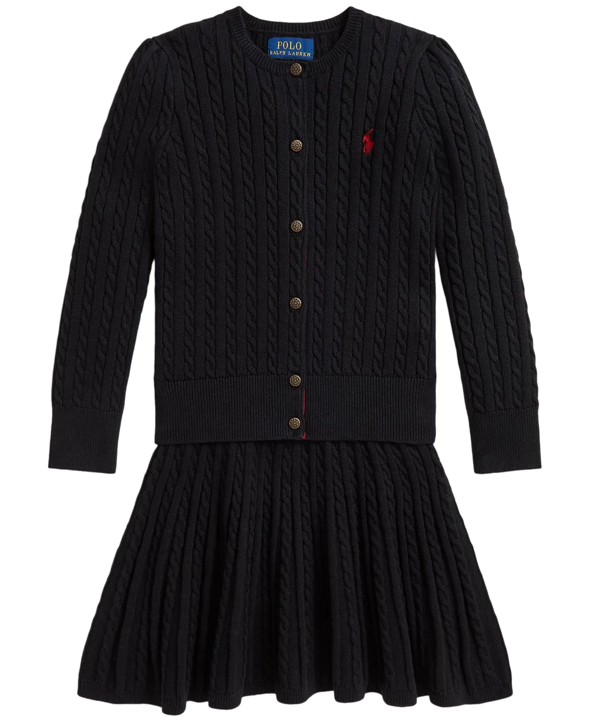 Mini-Cable Cotton Cardigan & Skirt Set by Polo Ralph Lauren
