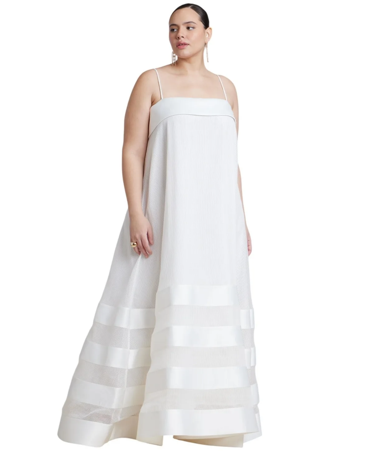 Trapeze Organza Square Neck Gown by Eloquii