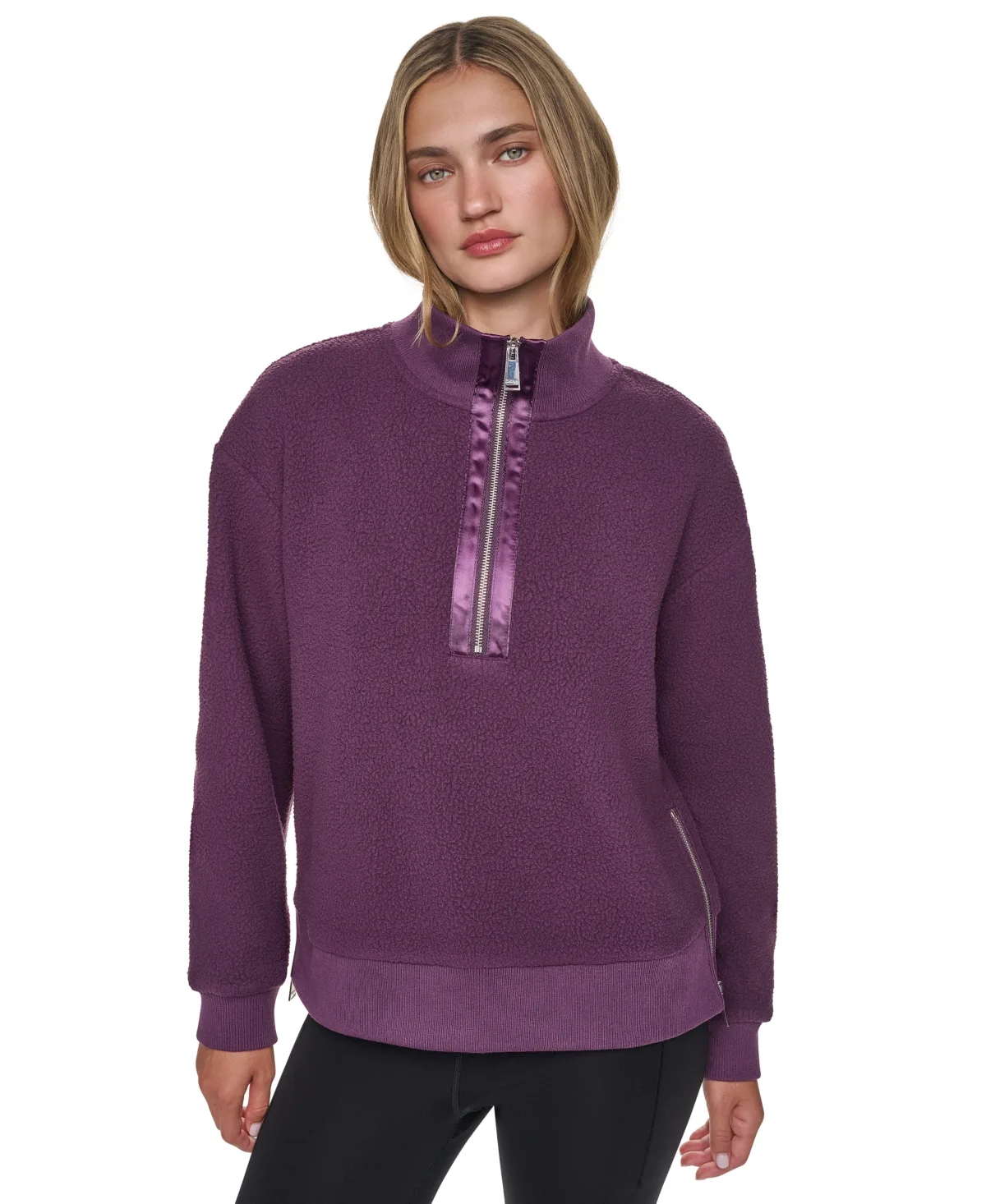 Sport Sherpa Mock Neck Half-Zip Pullover by DKNY