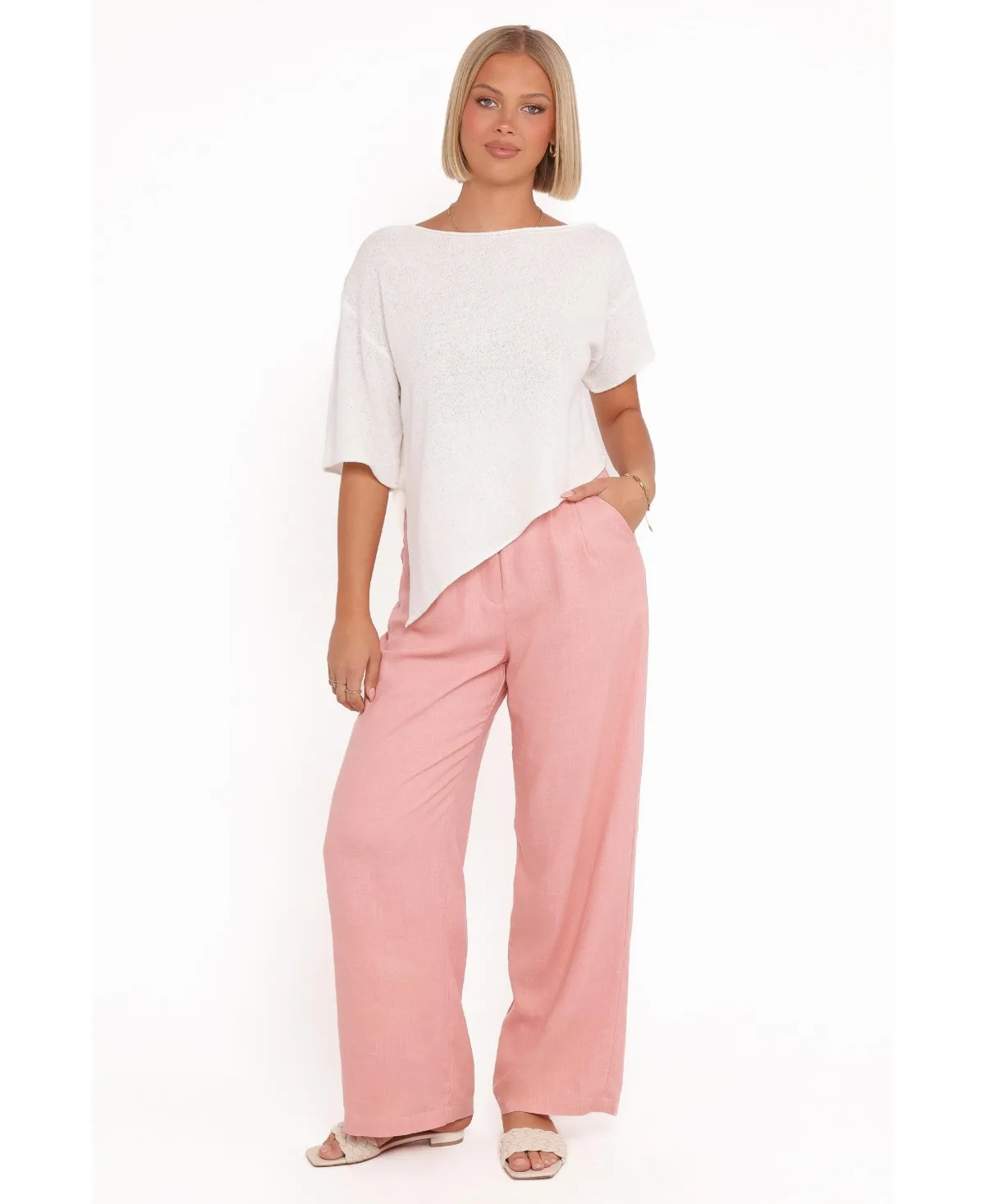 Dean High-Rise Wide-Leg Pleated Linen-Blend Pants by Petal and Pup