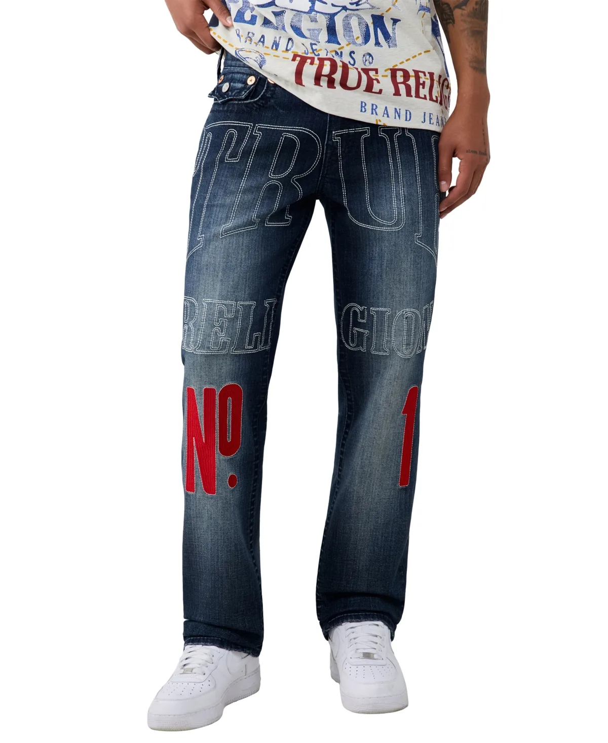 Ricky Big T Flap Relaxed Straight-Leg Jeans by True Religion