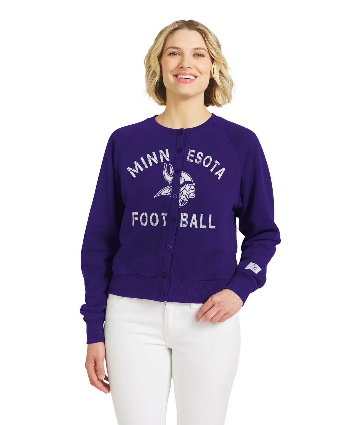 Wear by Erin Andrews Minnesota Vikings Heathered Crew Cardigan Sweater by Wear by Erin Andrews