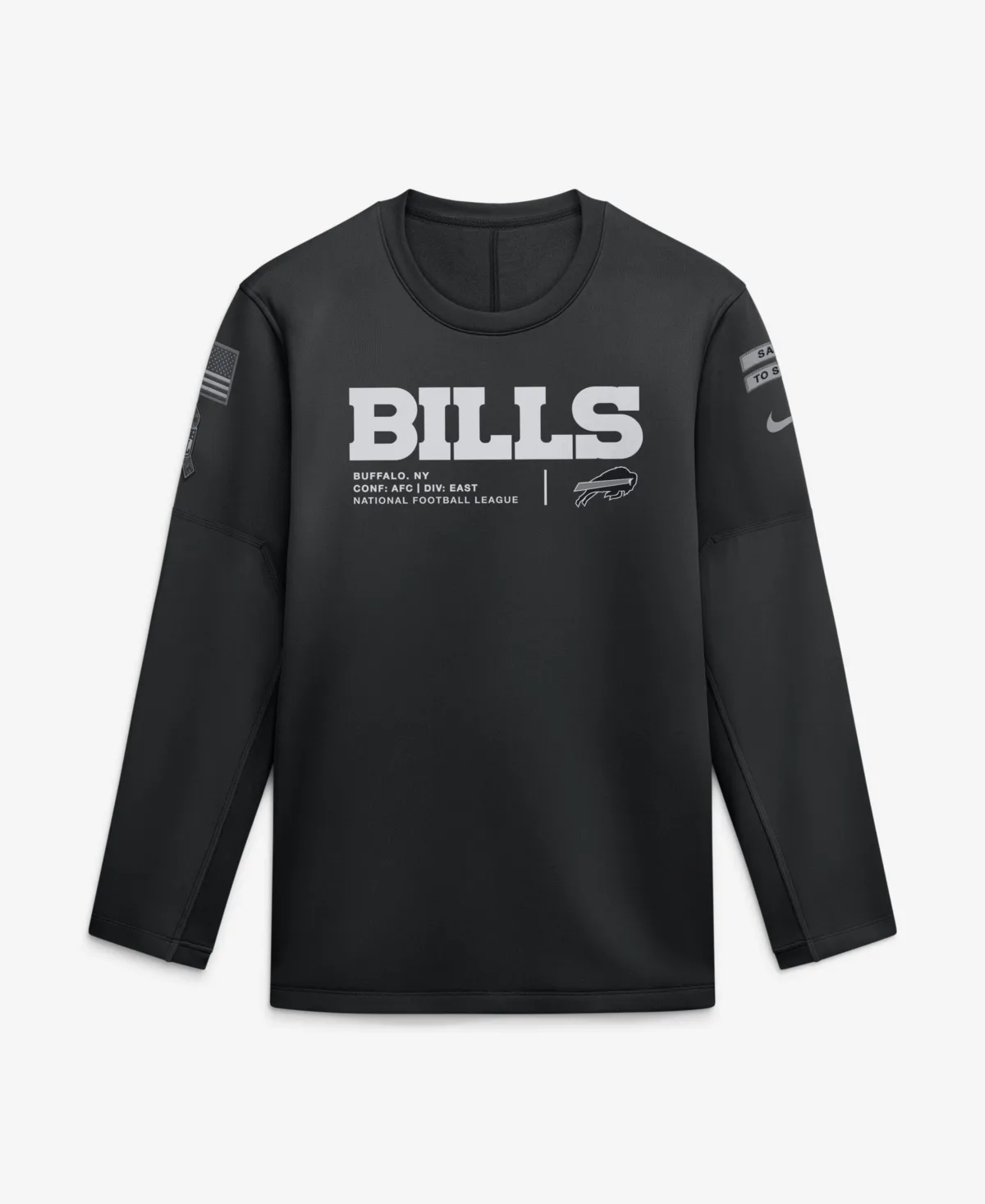 Buffalo Bills 2026 Salute to Service Sideline Coaches Crewneck Therma-Fit Sweatshirt