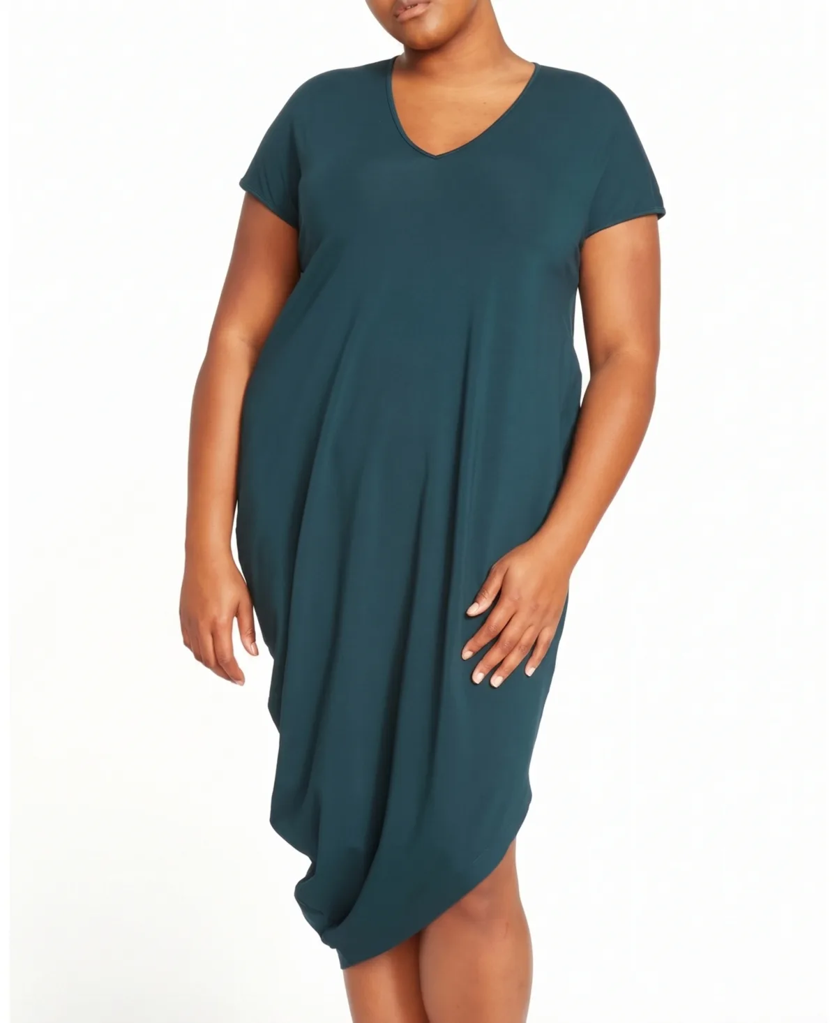 Iconic Geneva V-Neck Short-Sleeve Midi Dress by Universal Standard