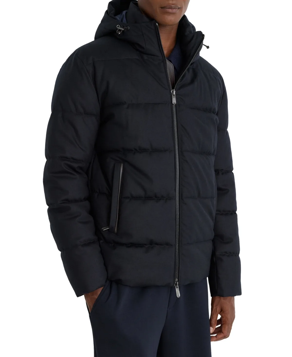 Hooded Flannel Short Quilted Puffer Jacket by Reiss