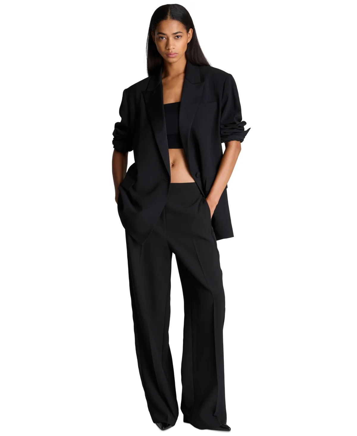 High-Rise Wide-Leg Side-Stripe Pants by Kenneth Cole