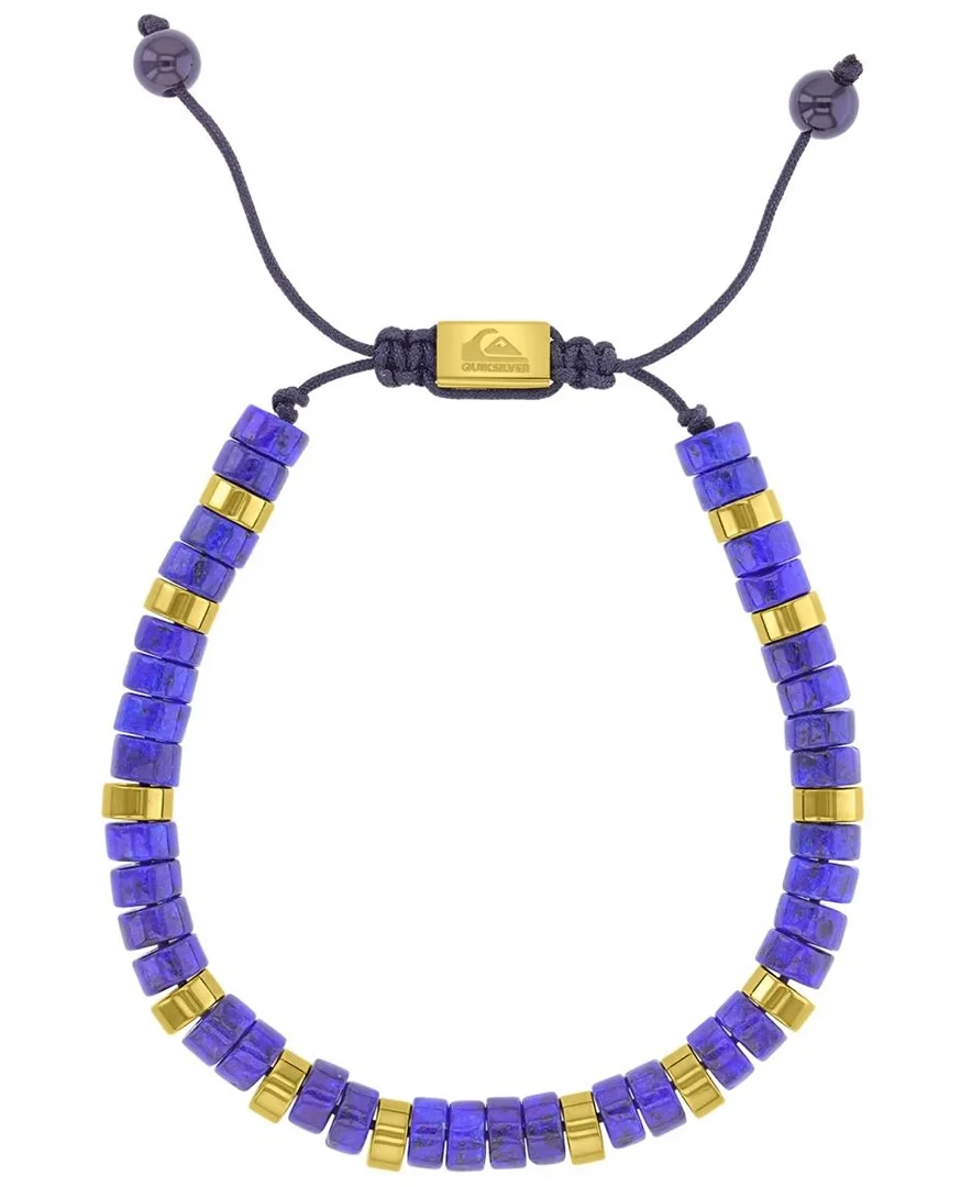 18k Gold-Plated Steel Onyx Lapis Adjustable Slider Bracelet by Quiksilver