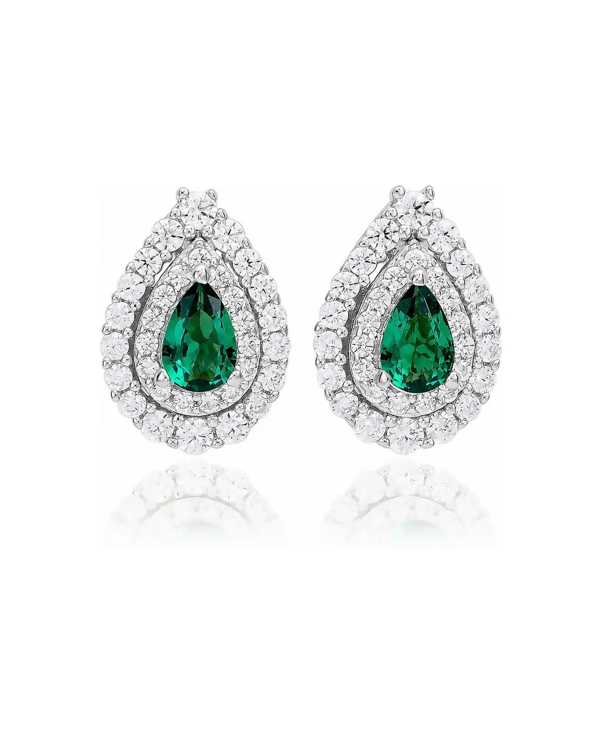 Sterling Silver Pear Shape Cubic Zirconia Earrings