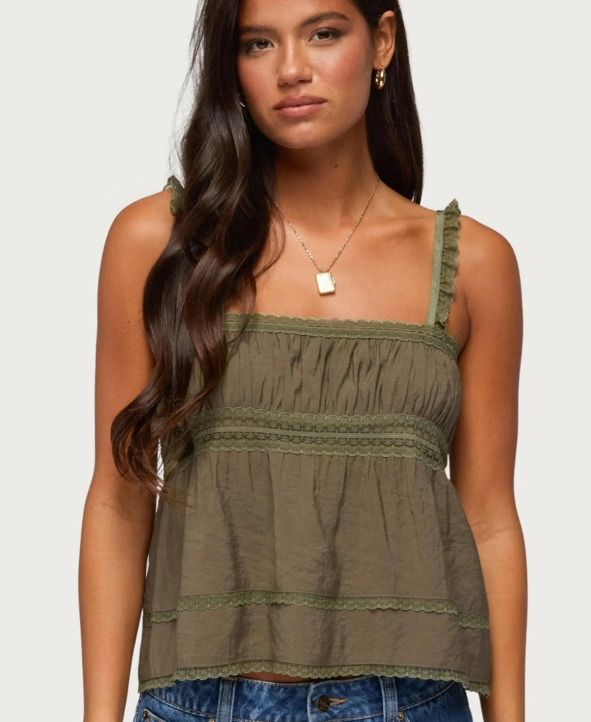 Mable Lacey Straight Neck Tank Top by Edikted