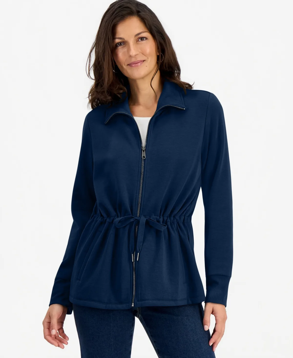 Collared Neck Zip-Front Jacket by Style & Co