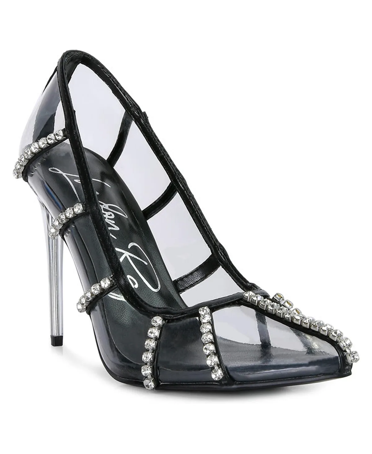 Diamante Clear Stiletto Heel Pumps by London Rag