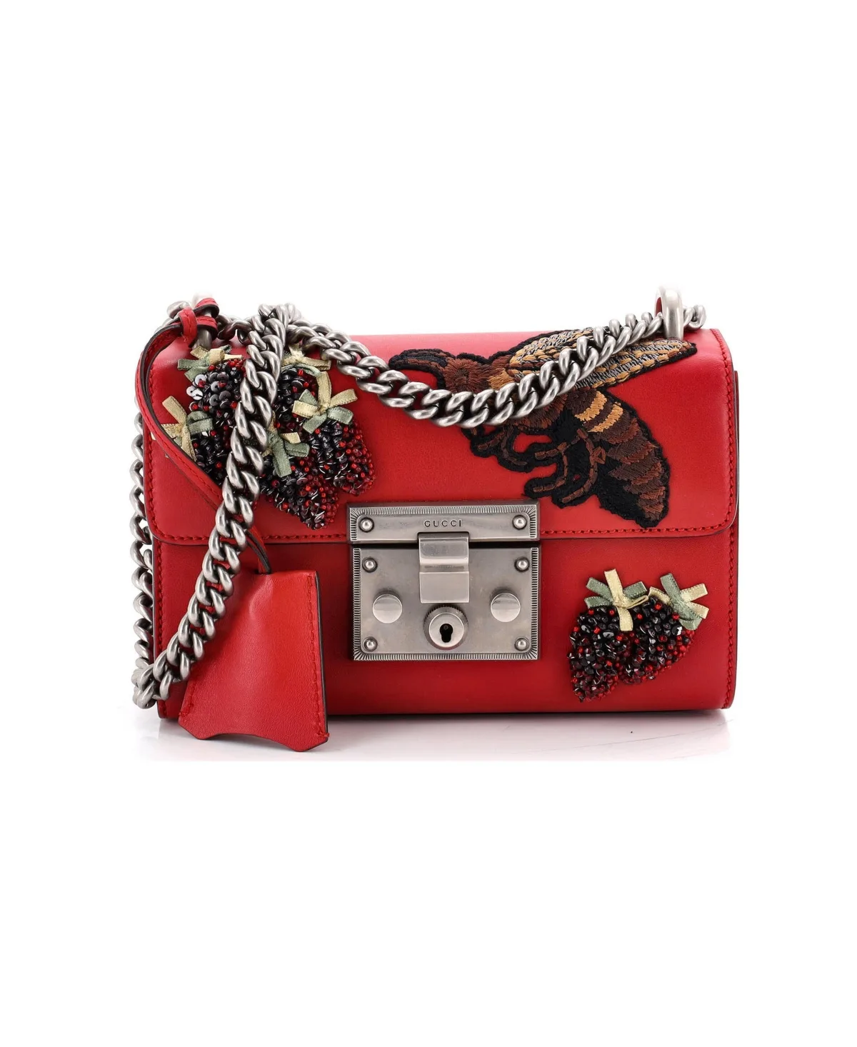 Pre-Owned Gucci Small Padlock Shoulder Bag Embellished Leather by Gucci