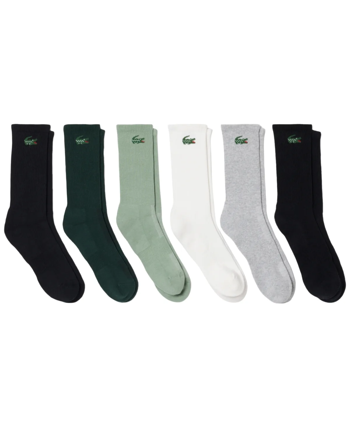 Ribbed Cotton-Blend Crew Socks, 6-Pack by Lacoste