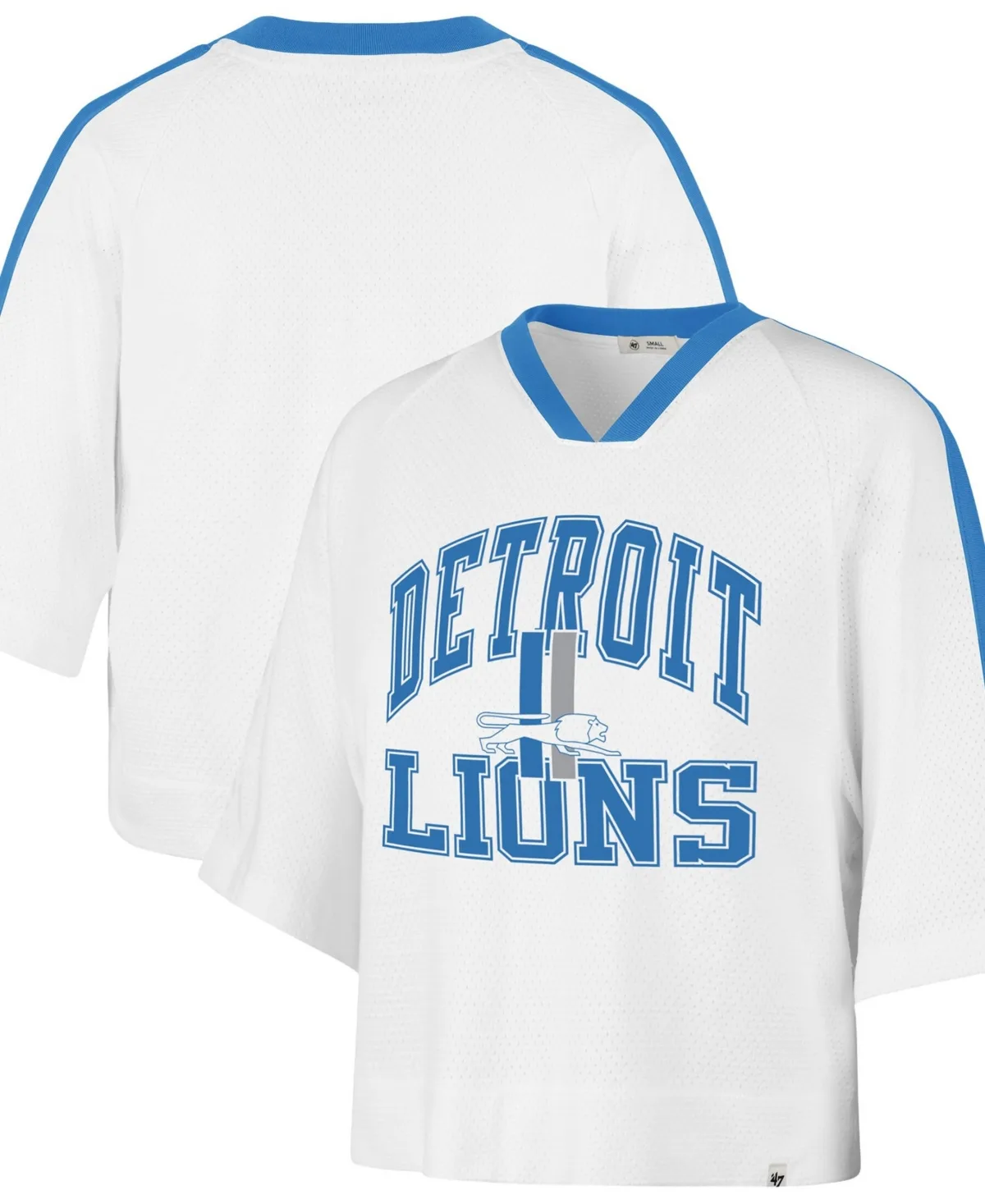 Detroit Lions Big Overarch Drop Needle Raglan V-Neck T-Shirt by 47 Brand