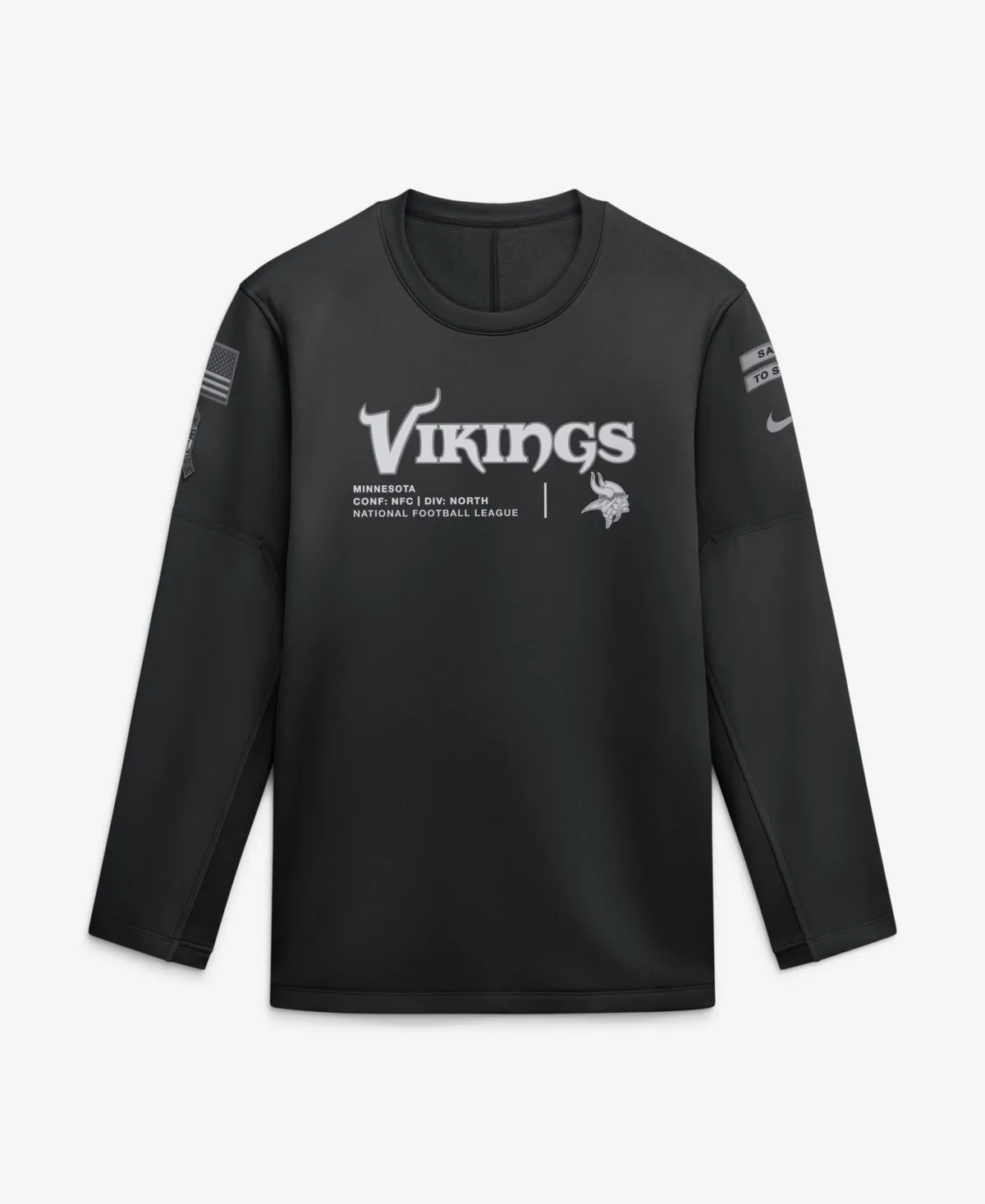Minnesota Vikings 2026 Salute to Service Sideline Coaches Crewneck Therma-Fit Sweatshirt