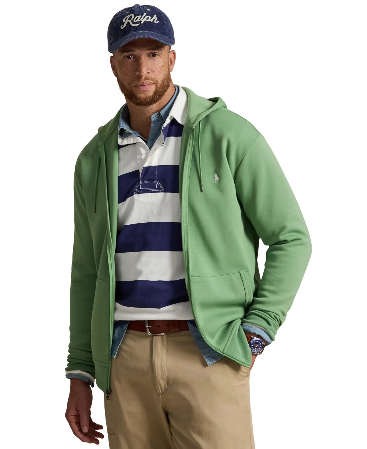 Big & Tall Double-Knit Full-Zip Hoodie by Polo Ralph Lauren