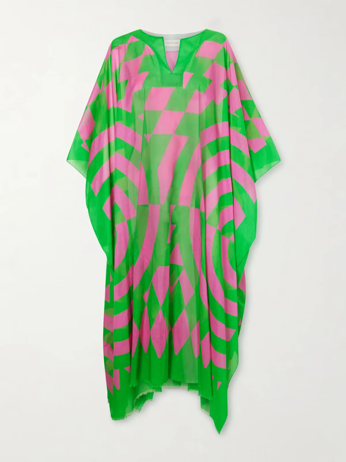 - Frayed Printed Cotton-voile Kaftan -