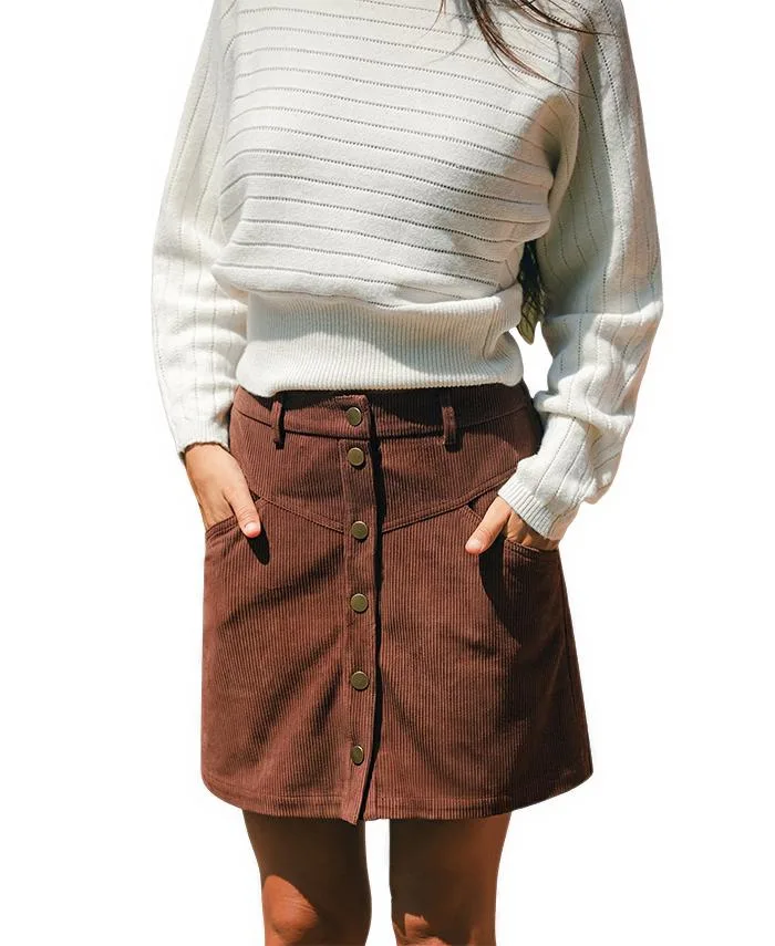 Good for the Soul Mini A-Line Corduroy Skirt by Cupshe