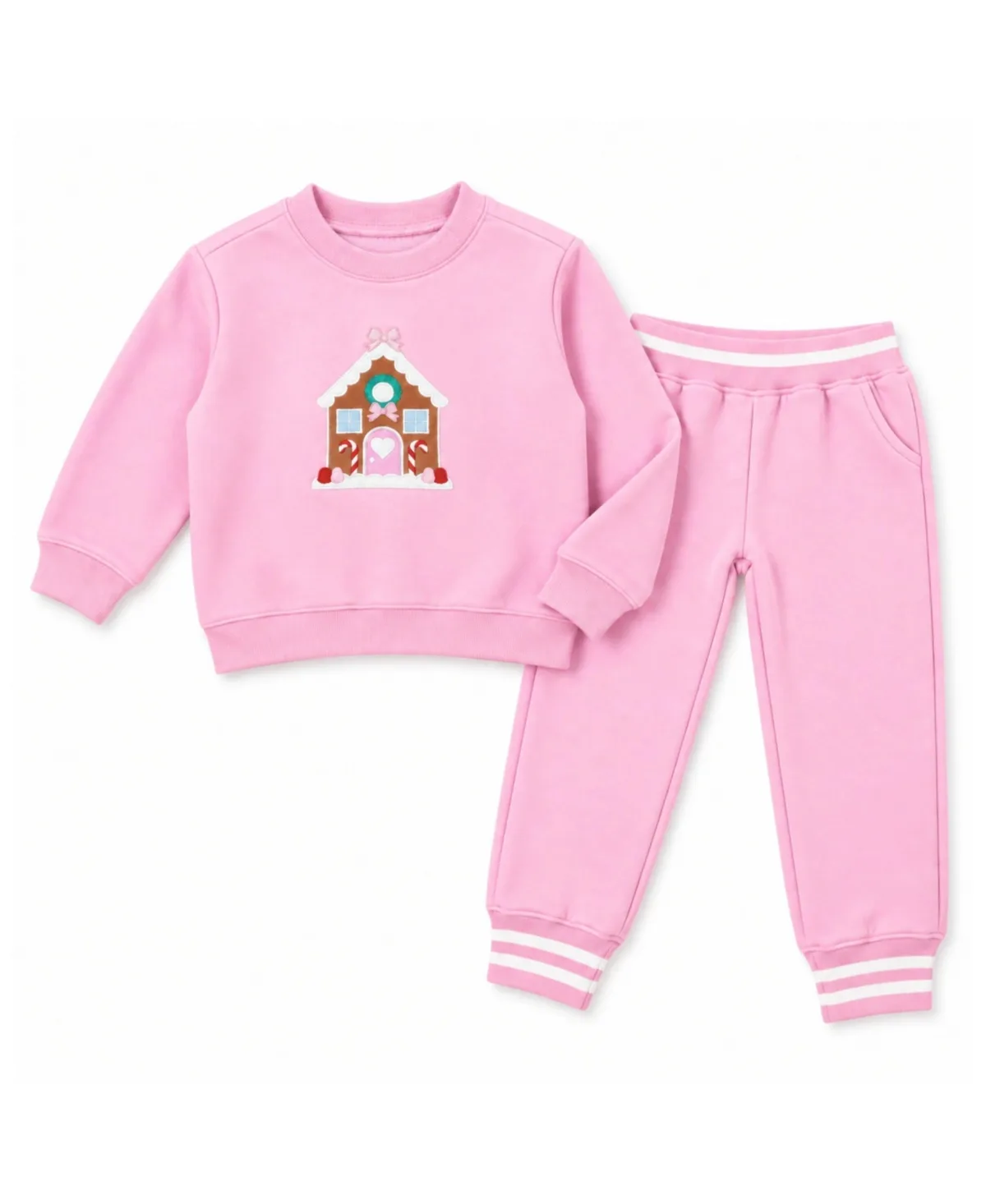 Gingerbread Crewneck Long-Sleeve Sweatshirt and Joggers, 2-Piece Set by Bits & Bows