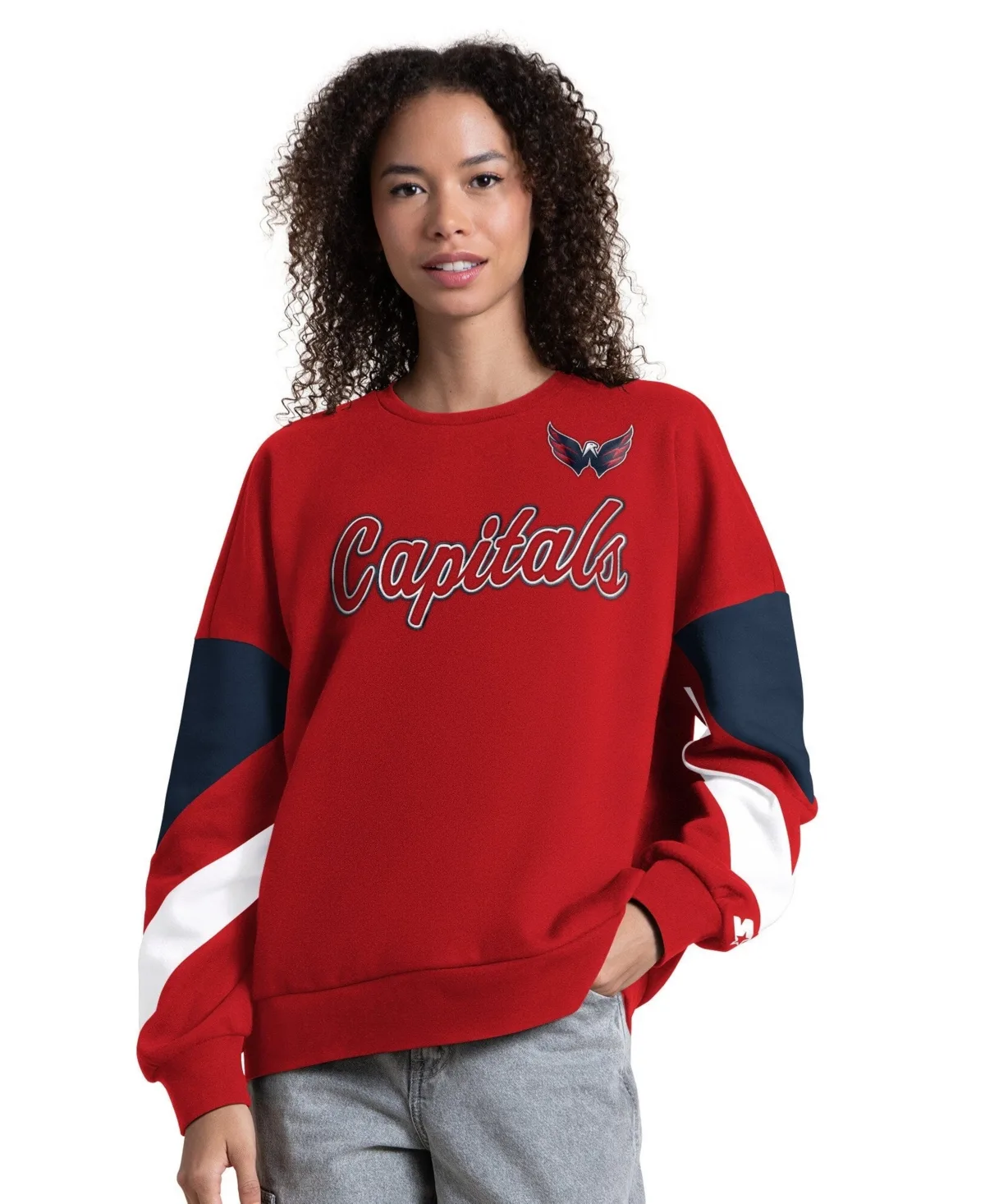 Washington Capitals Grand Slam Sleeve Color Block Sweatshirt
