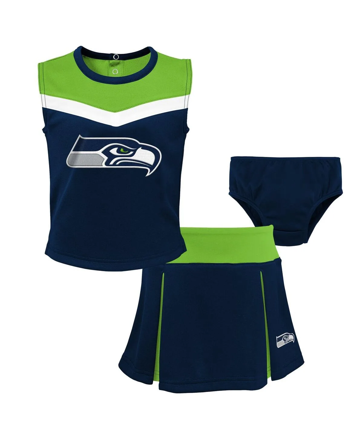 Seattle Seahawks Spirit Cheer Two-Piece Cheerleader Set with Bloomers by Outerstuff