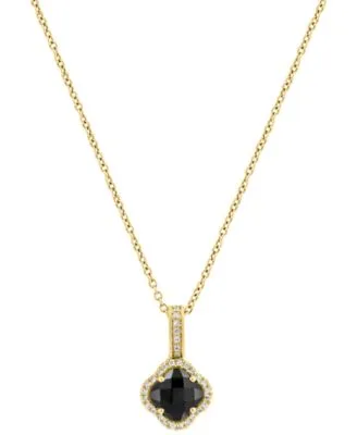 Diamond Onyx Pendant Stud Earrings in 14k Yellow Gold by Effy Collection