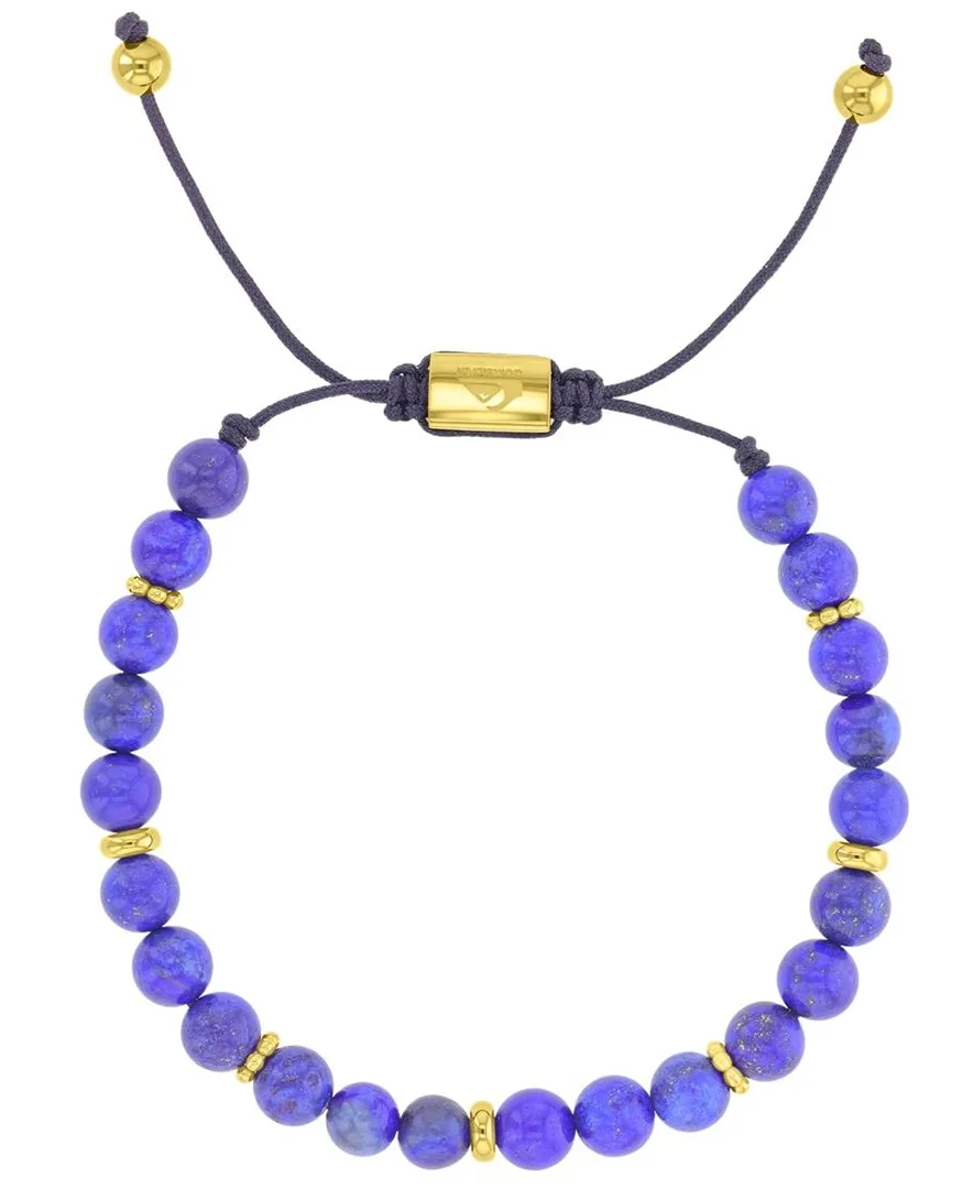 18k Gold-Plated Steel Yellow Lapis Textured Beads Adjustable Bracelet