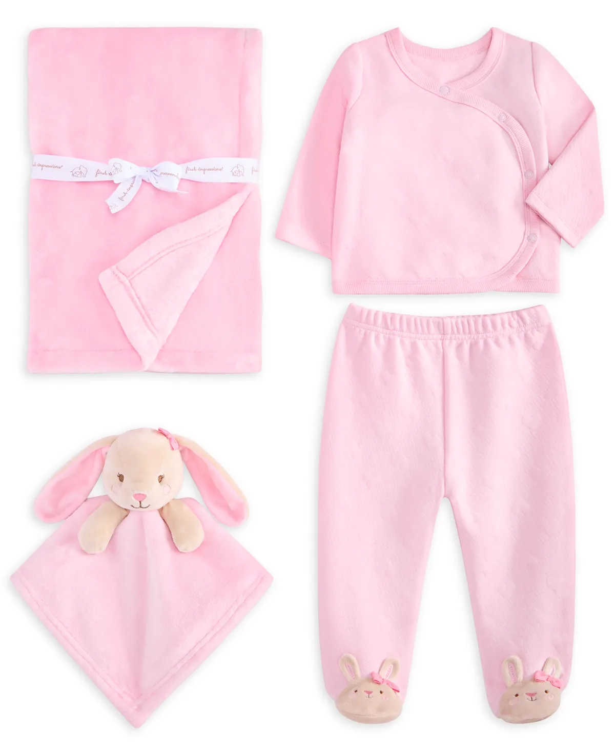 Long-Sleeve Top, Footed Pants, Blanket & Security Blanket, 4-Piece Set by First Impressions