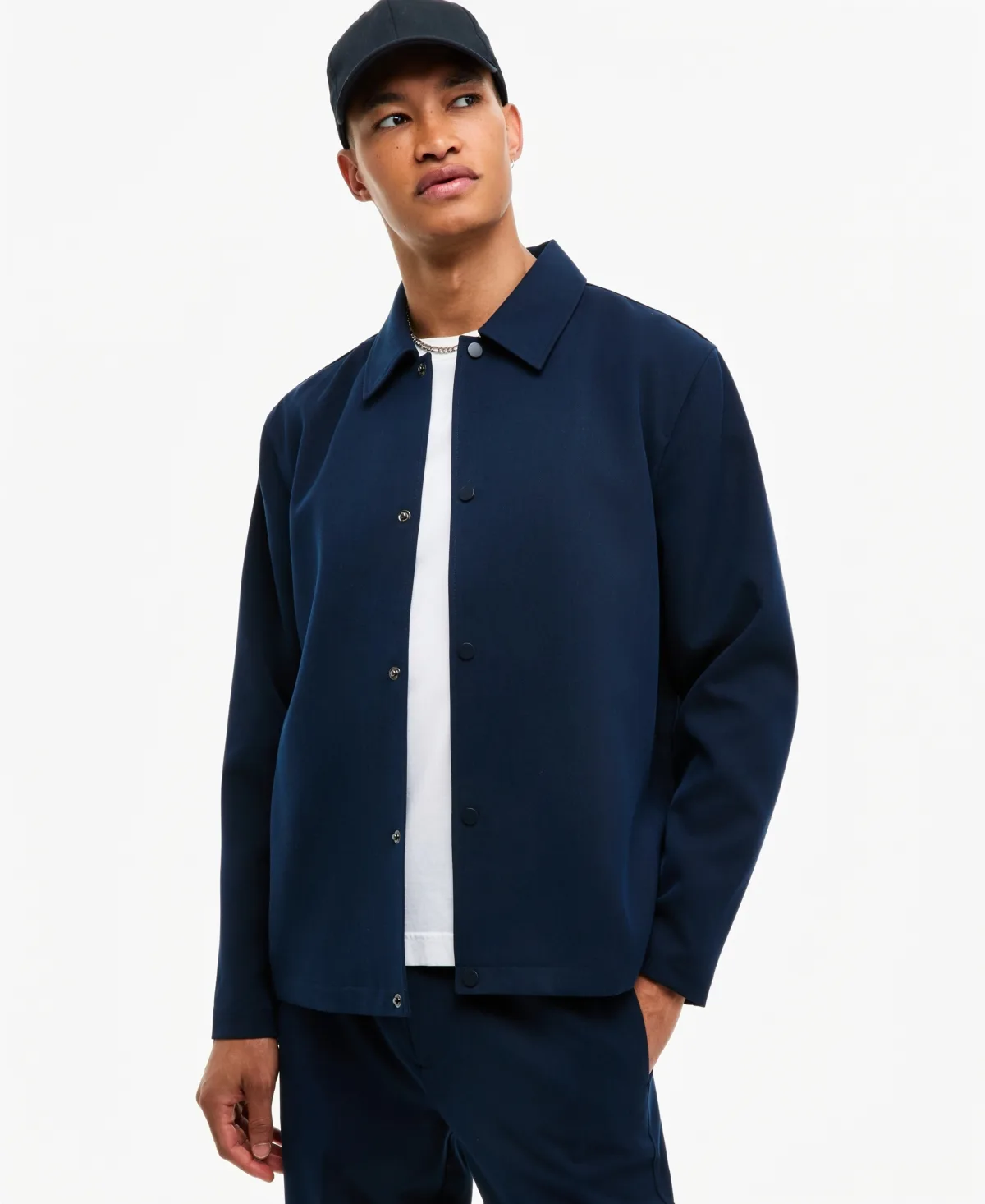Relaxed Solid-Color Coach's Jacket by Mode of One