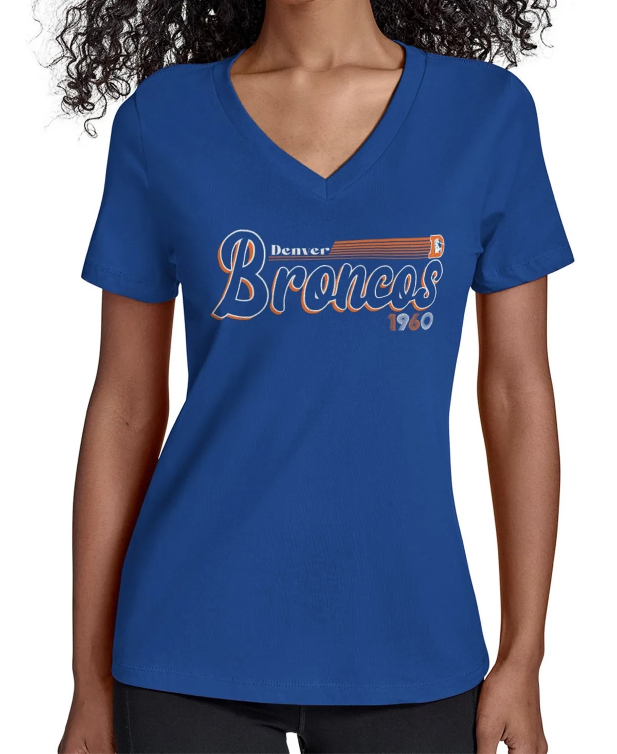 Denver Broncos Throwback Groovy Script V-Neck T-Shirt by Starter