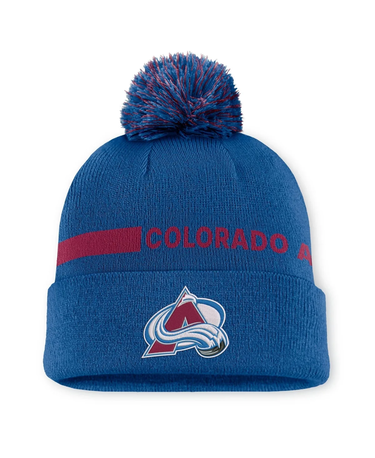 Colorado Avalanche Authentic Pro Rink Cuffed Knit with Pom Hat by Fanatics