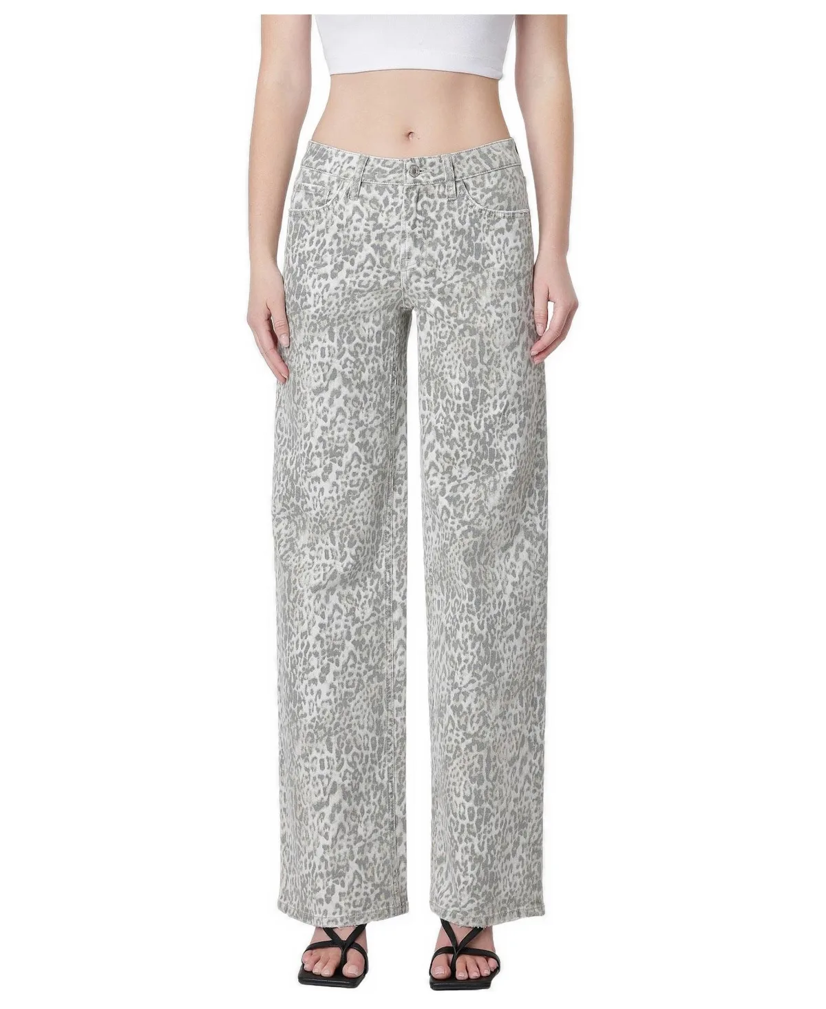 Low-Rise Wide-Leg Leopard-Print Jeans by Vervet