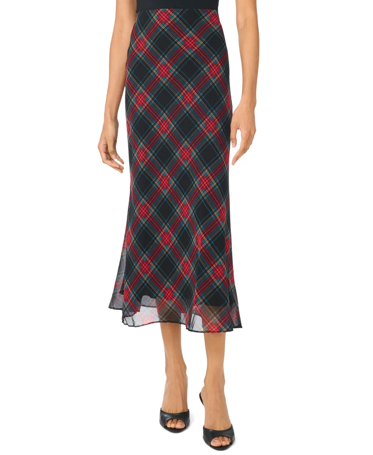 Bias High-Waisted A-Line Midi Skirt by Vince Camuto