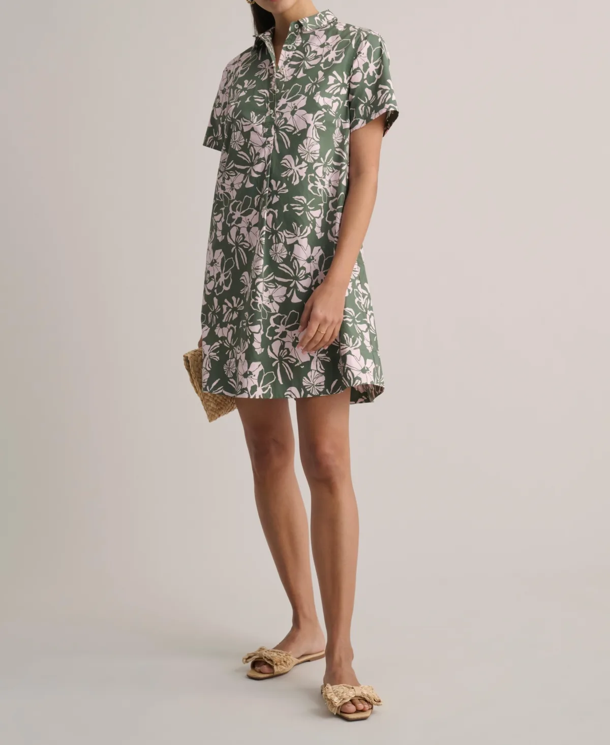 Stretch Cotton Floral Popover Izzie Dress by Untuckit