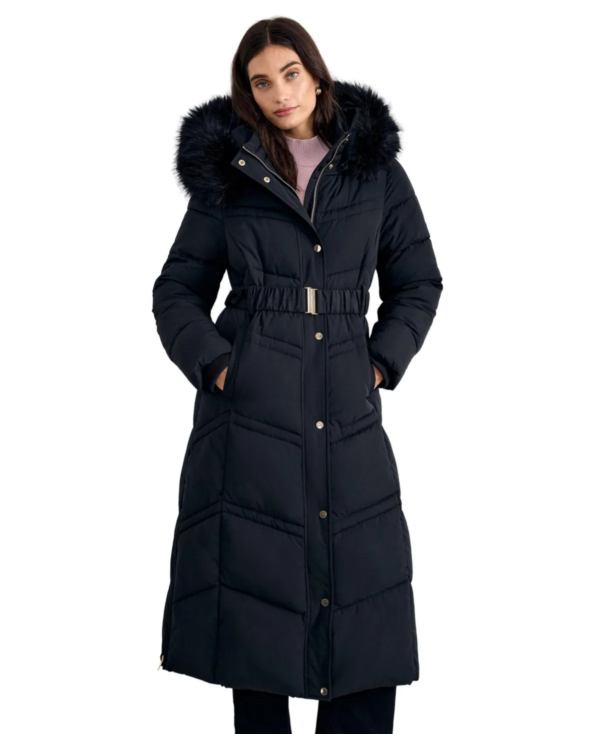 Dixie Hooded Maxi Belted Puffer Jacket by Phase Eight