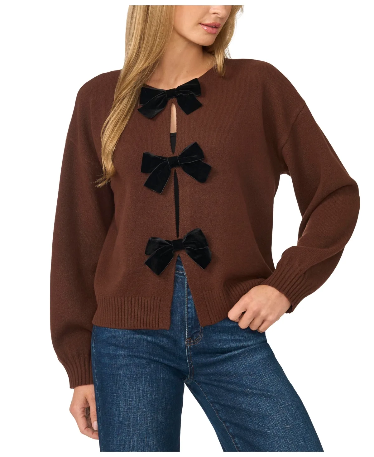 Bow Closure Cardigan Sweater