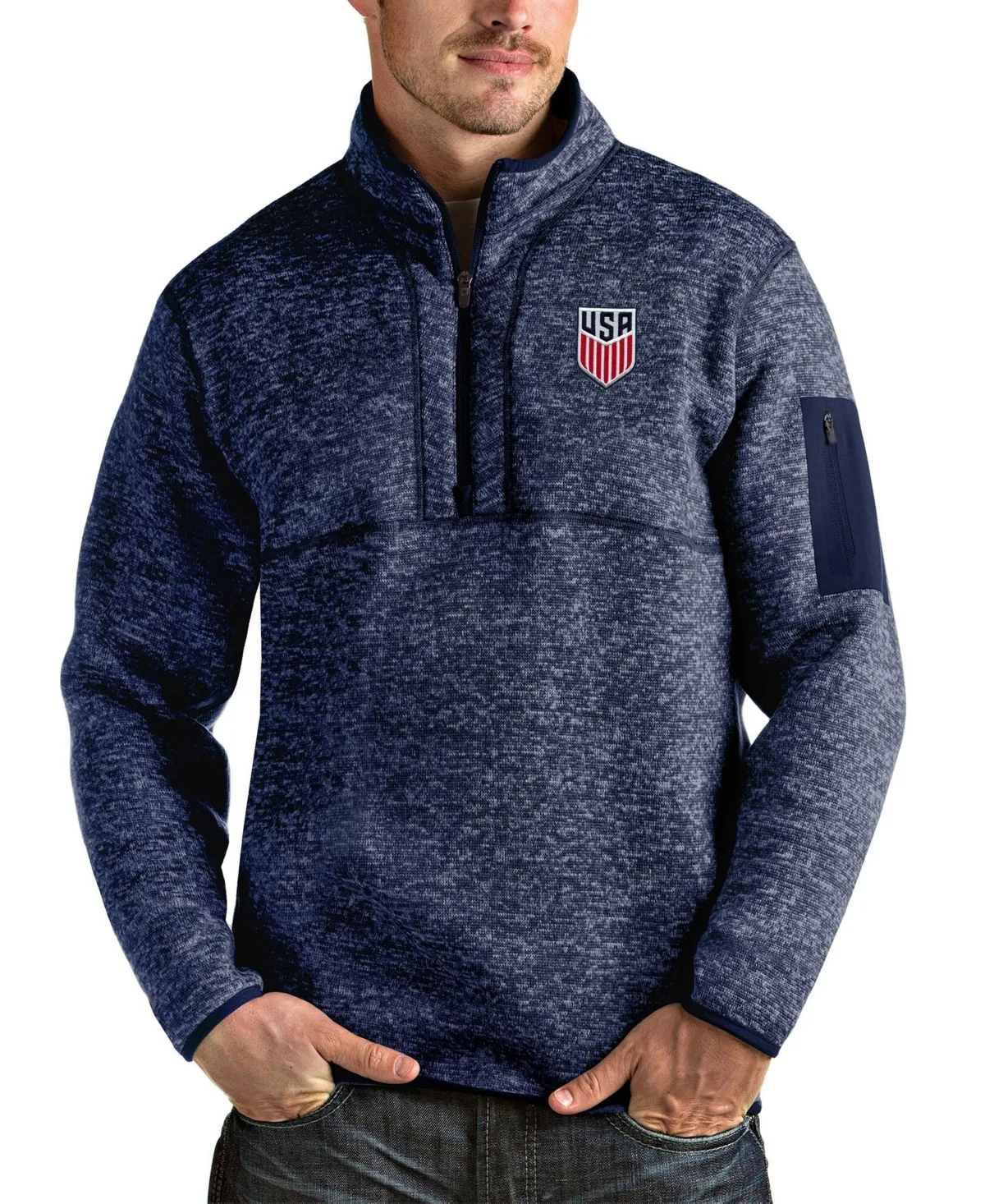 Usmnt Fortune Quarter-Zip Pullover Sweatshirt by Antigua