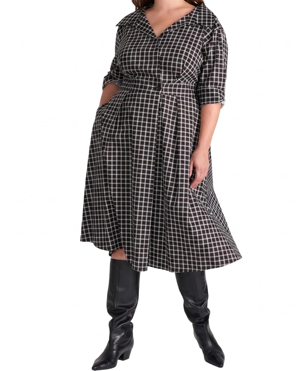 Samia Faux Wrap Cotton Poplin Dress by Universal Standard