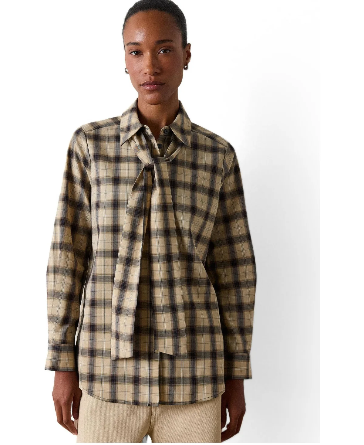 Detachable Scarf Check Shirt by Whistles