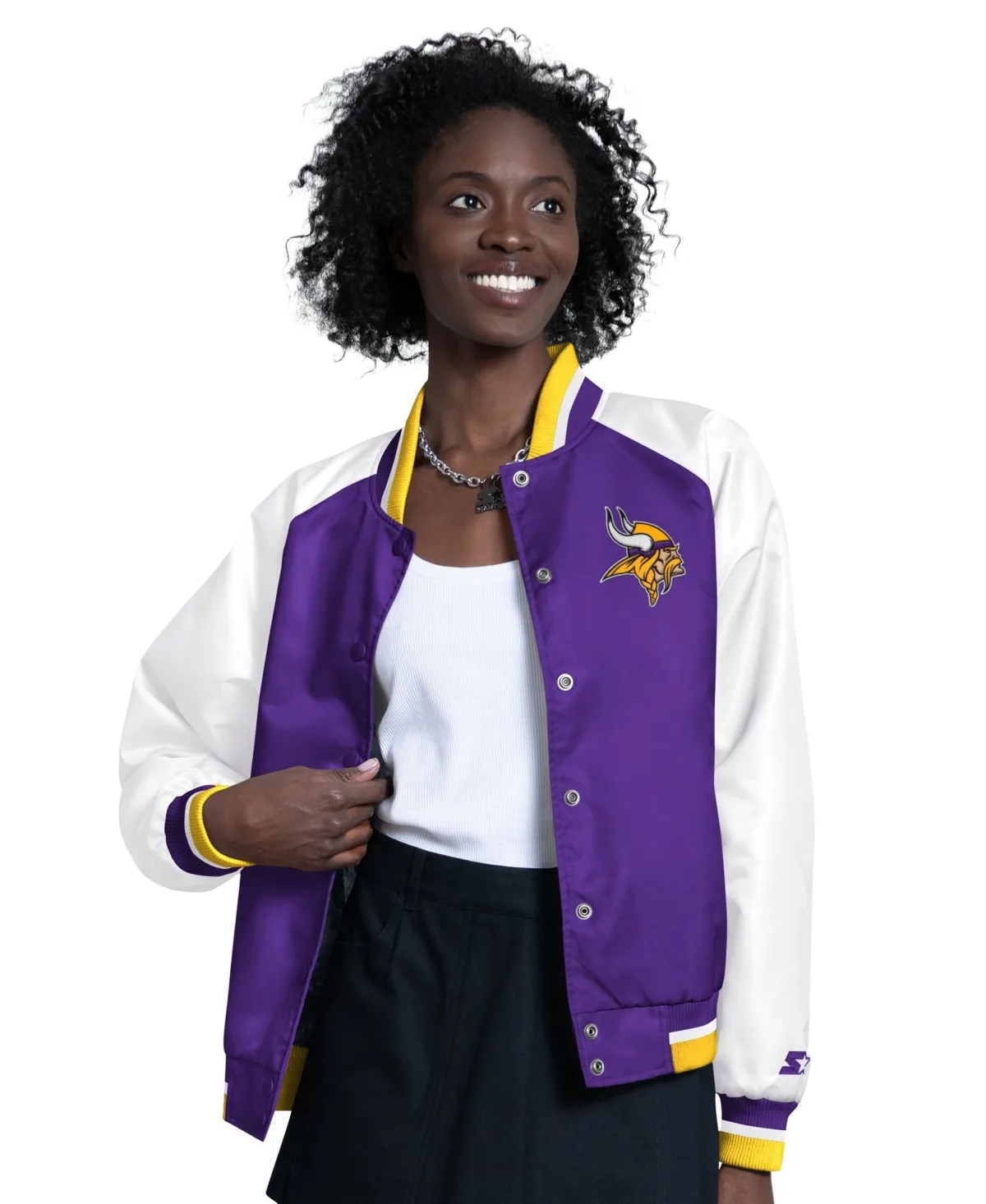 Minnesota Vikings Raglan Blitz Full-Snap Varsity Jacket