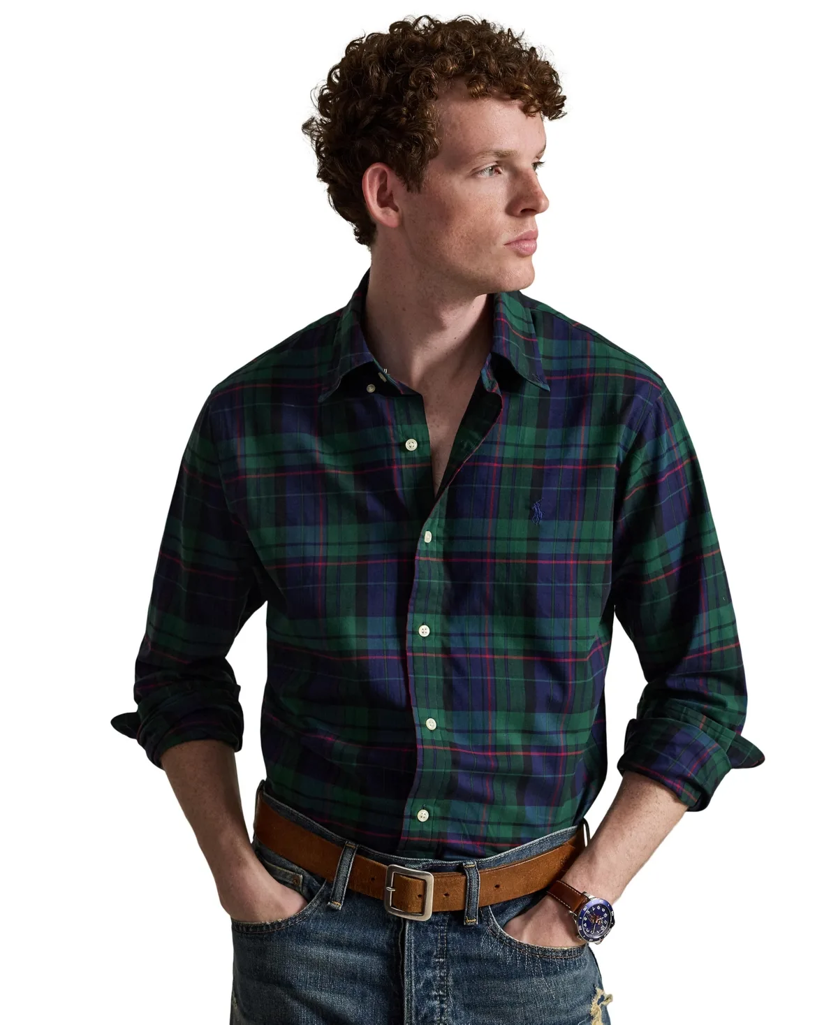 Classic-Fit Plaid Twill Shirt