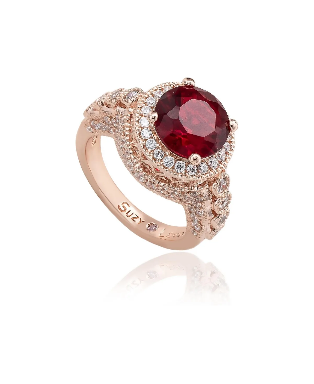 Cubic Zirconia Silver-Tone Round Pave Engagement Ring